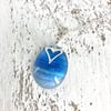 Silver & Glass Necklace in Blue Colours with Heart Charm