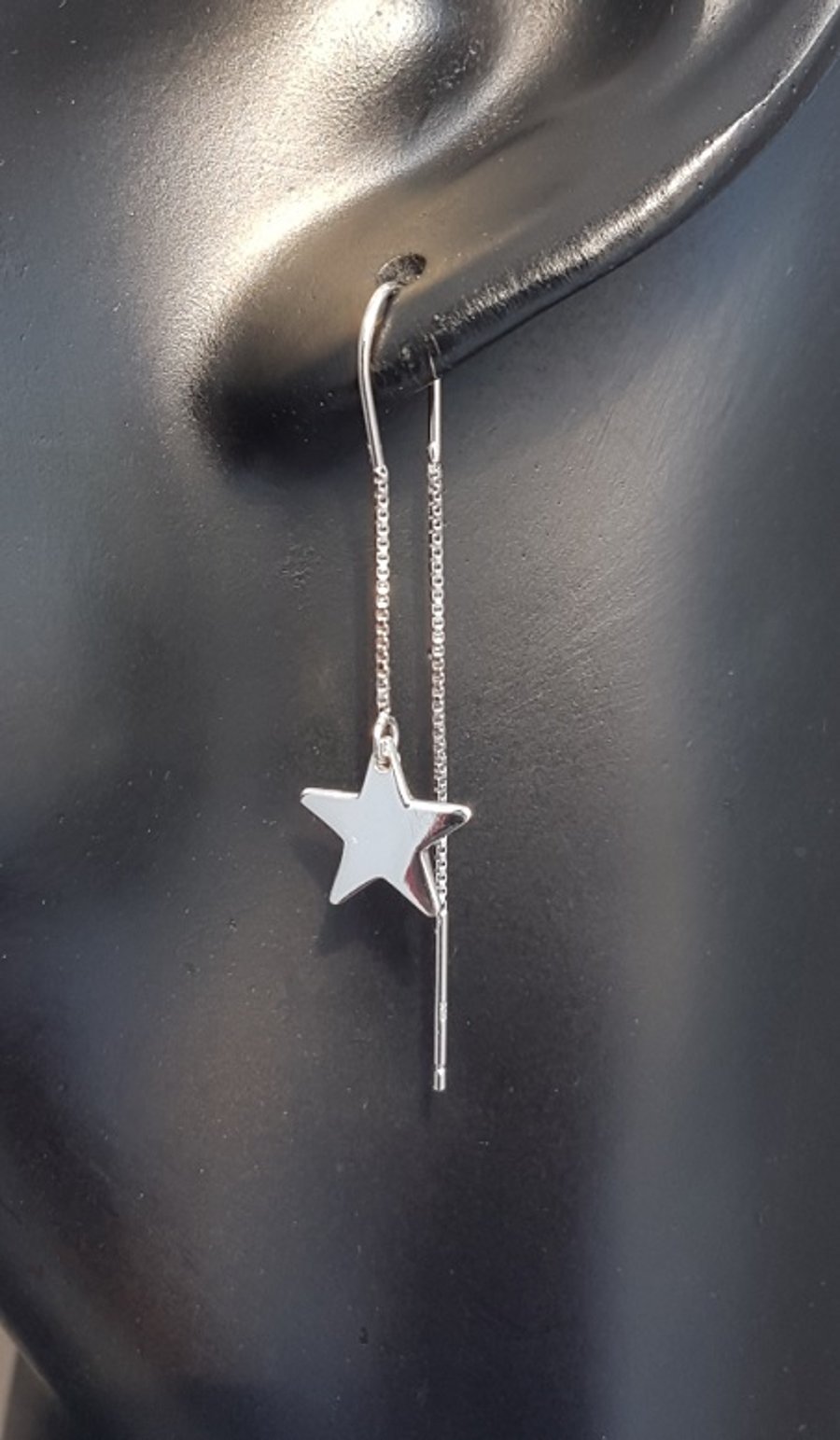 Gorgeous Sterling Silver Star Ear Threader Earrings