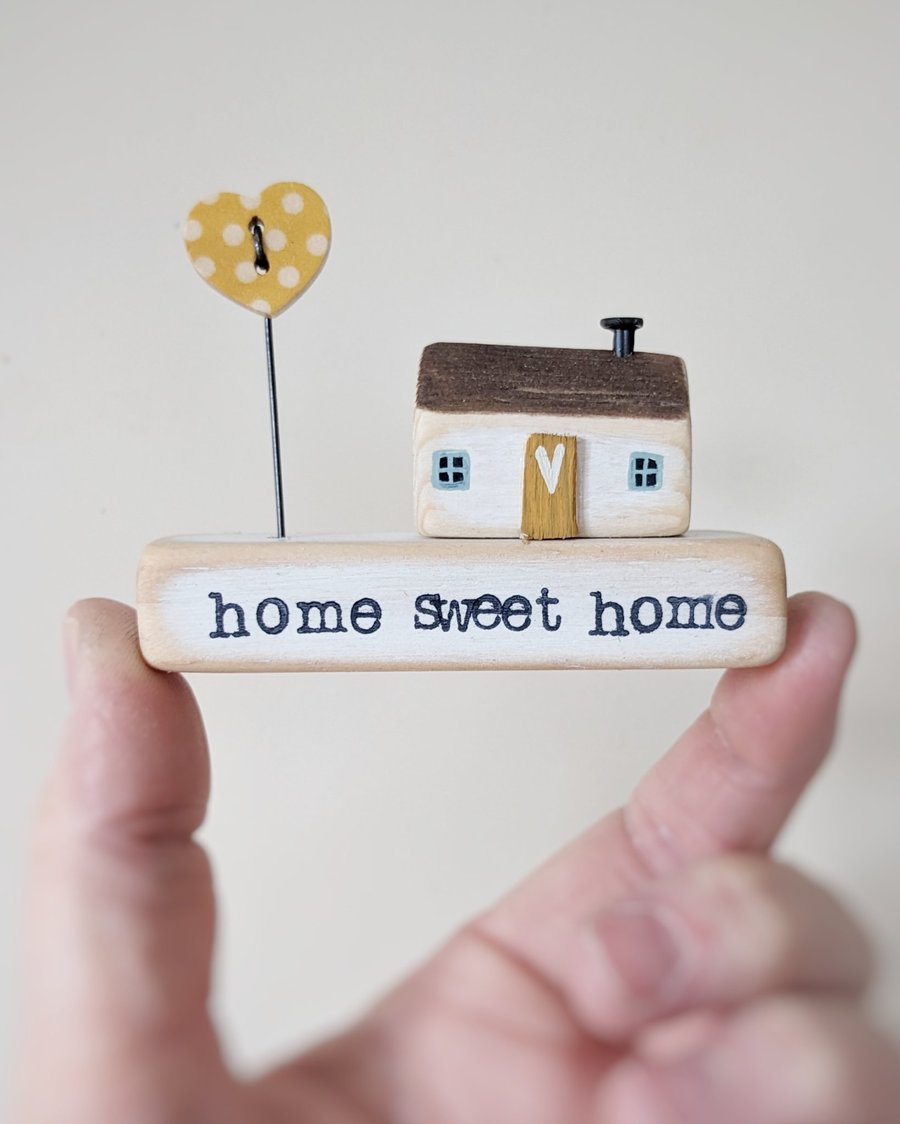 Little Wooden Painted House and Base in a Bag