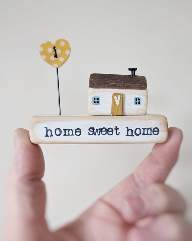 Little Wooden Painted House and Base in a Bag