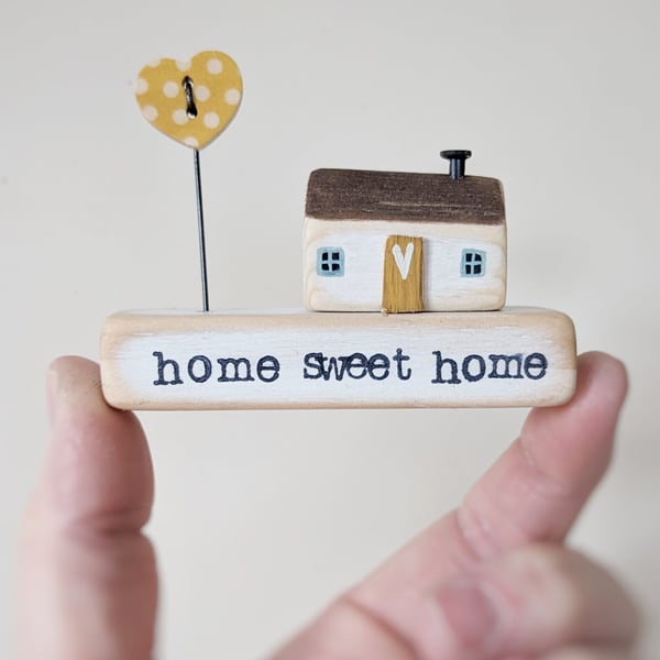 Little Wooden Painted House and Base in a Bag