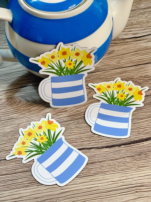 Daffodils in a Cornishware Jug Fridge Magnet 