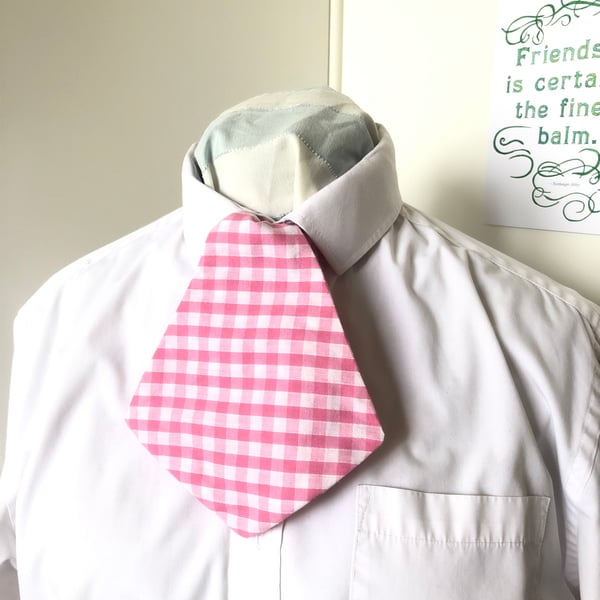 Cravat Tie Vintage Style Pink and White Gingham Check Fabric Hair Band 