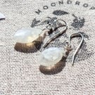 Rainbow Moonstone Earrings - Sterling Silver Drop Earrings - June Birthday