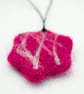 Felted pebble necklace in pink and white wool - Perfectly Imperfect - Image 4