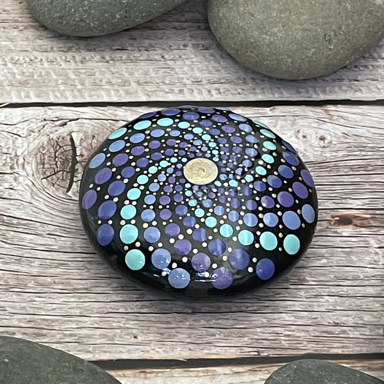 Purple Mandala Painted Rock Art Stone Acrylic Art Painting Hand Painted Unique