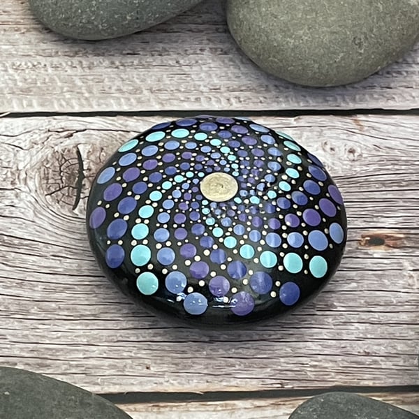 Purple Mandala Painted Rock Art Stone Acrylic Art Painting Hand Painted Unique