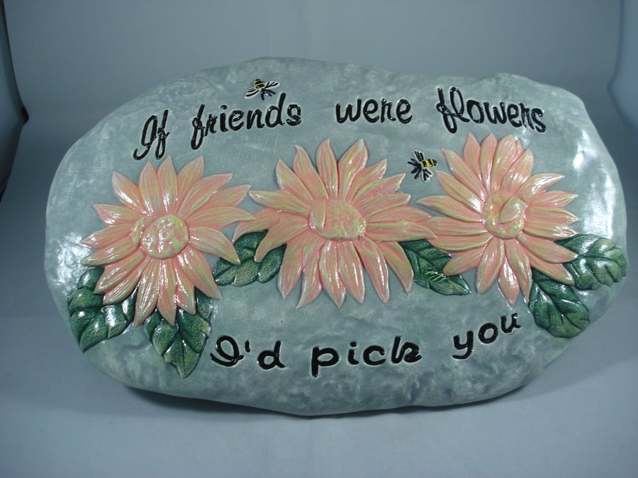 Ceramic Floral Flowers Special Friend Keepsake Wall Plaque Ornament Decoration.