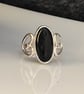 Black Agate Ring sterling silver Heart decoration - Image 1