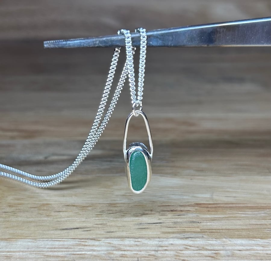 Handmade Sterling Silver Green Aventurine Pendant 