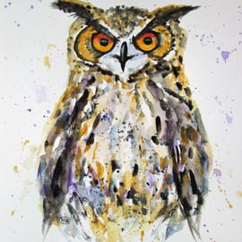Owl portrait painting