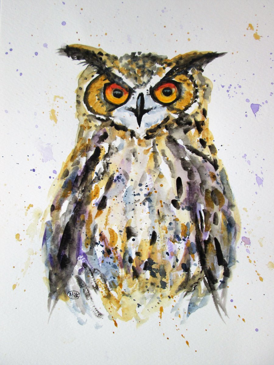 Owl portrait painting