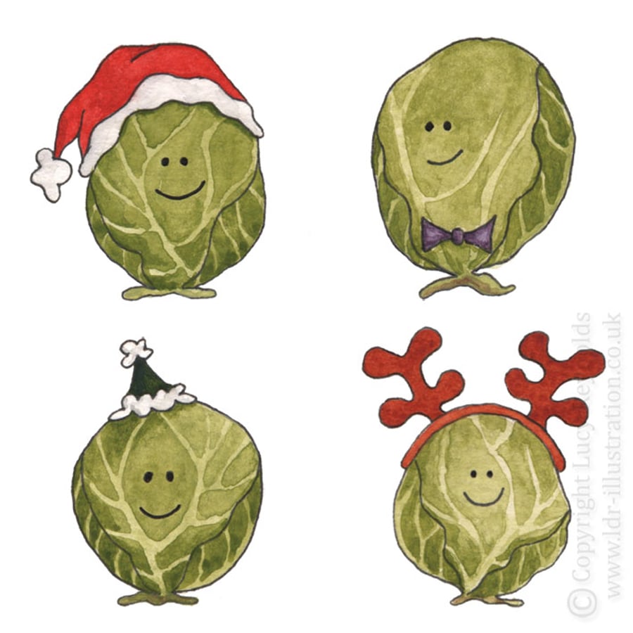 Small Smiley Sprouts Christmas Card (Antlers)