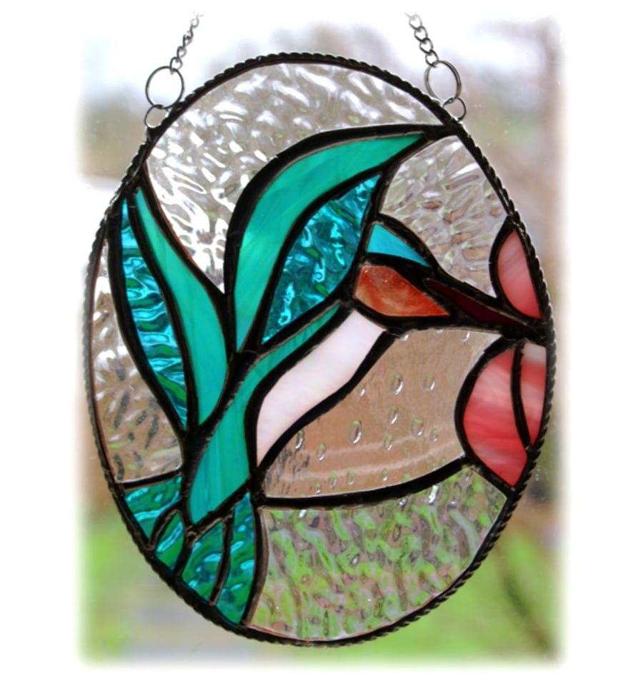 Hummingbird Picture Stained Glass Suncatcher Kingfisher