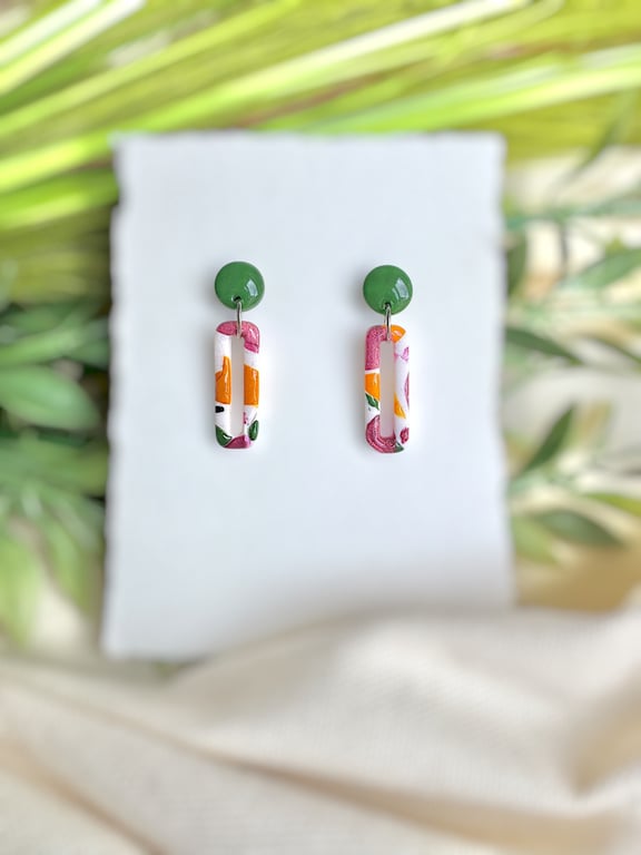 Abstract Fresh Autumn Open Rectangle Earrings