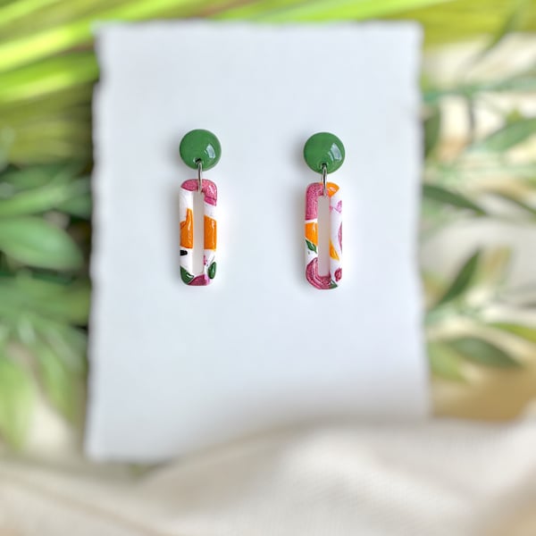 Abstract Fresh Autumn Open Rectangle Earrings