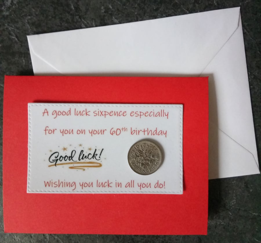 60th Birthday Lucky Sixpence Gift Card