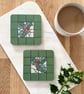 Festive Coaster Set - Two Mosaic Holly Coasters - Image 1