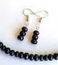 Black Freshwater Pearl Handmade Necklace & Earrings Gift Set - Image 1