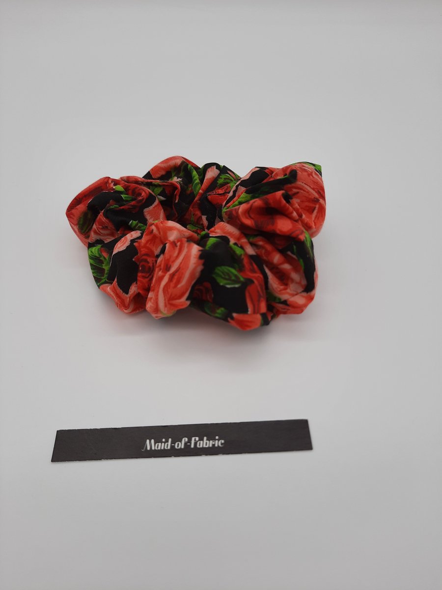 Red rose hair scrunchie, 3 for 2 offer, free uk delivery 
