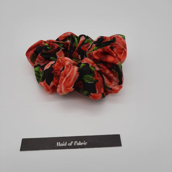 Red rose hair scrunchie, 3 for 2 offer, free uk delivery 