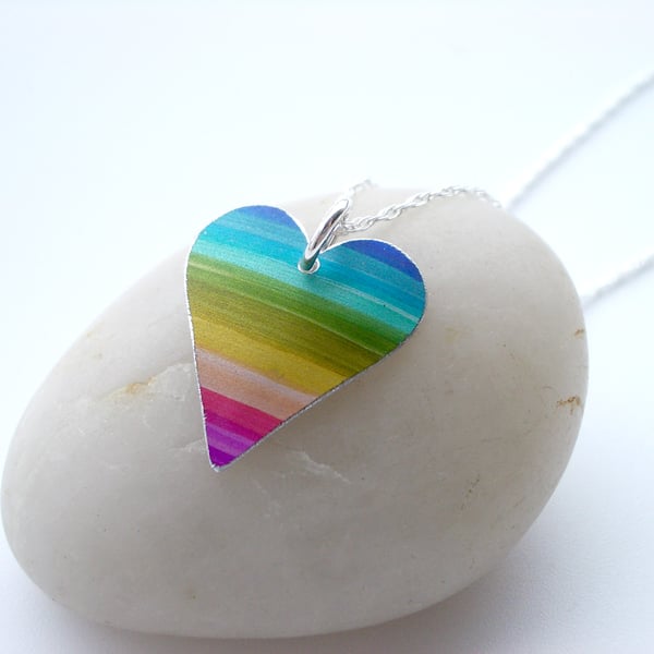 Rainbow heart pendant 
