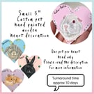 Custom Pet Portrait Illustration on Small 3" Wooden Heart , Home Decoration 