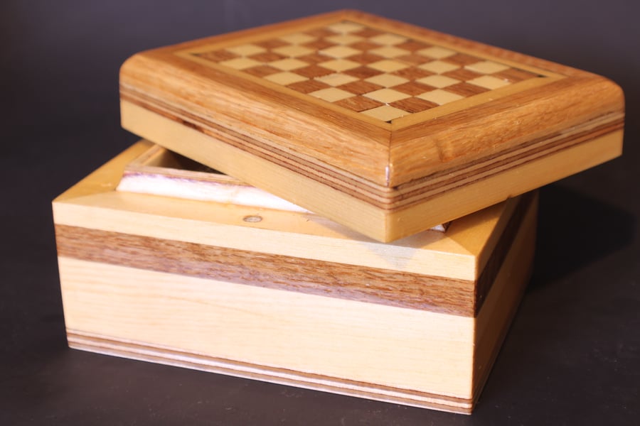 trinket box with checkerboard design top