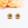 Hand Painted Wooden Sunflower Earrings, Sunflower Studs, Wood Flower Earrings