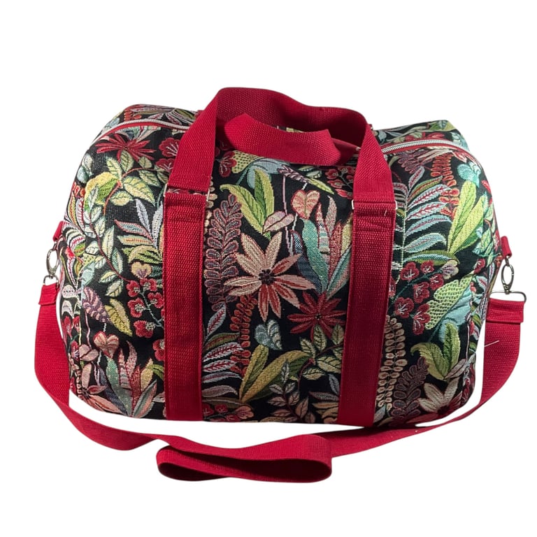 Large fabric floral tapestry travel bag