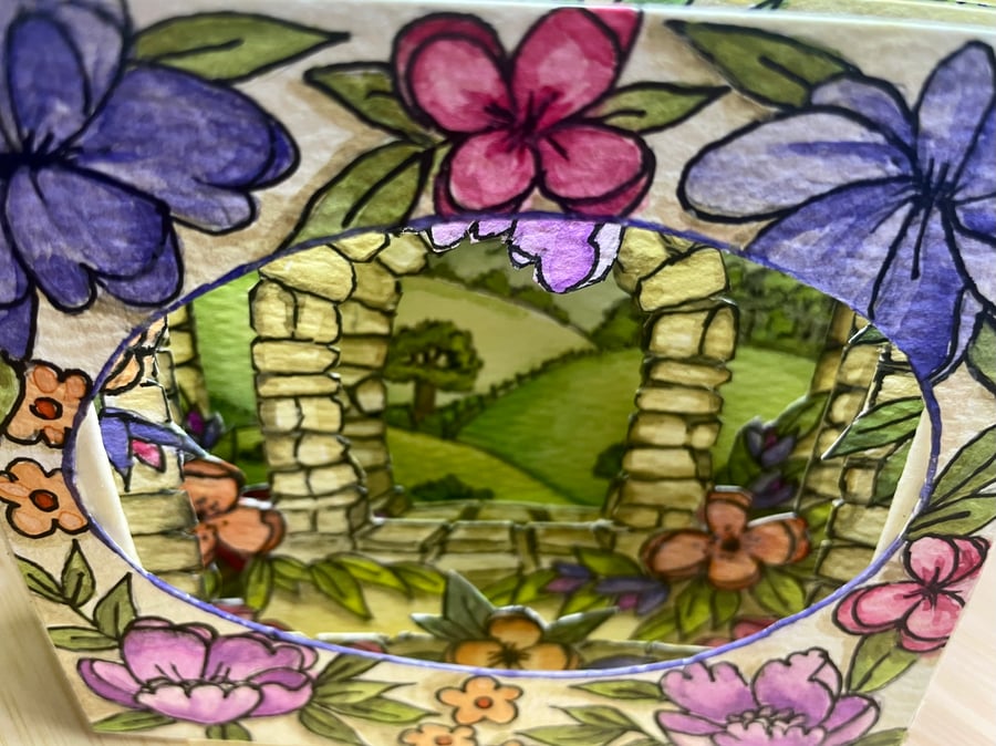 Hand painted 3D greetings card