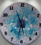 Handmade epoxy resin clock with hanger. Battery operated.