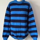 Hand Knitted Blue And Navy Striped Sweater Bexknitwear