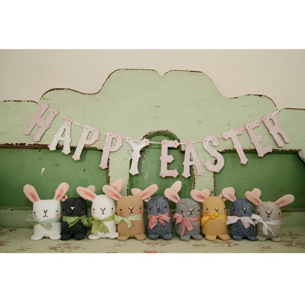 Cute biscuit colour wool felt Easter bunny rabbit