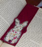 Pretty pink wool bookmark with rabbit applique 