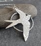 Silver swallow pendant, Sterling silver bird necklace - Image 1