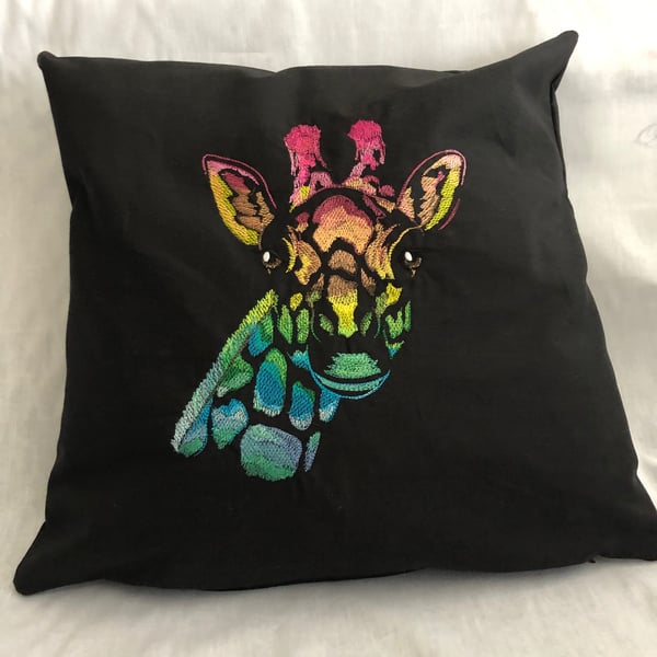 Giraffe Embroidered cushion cover 