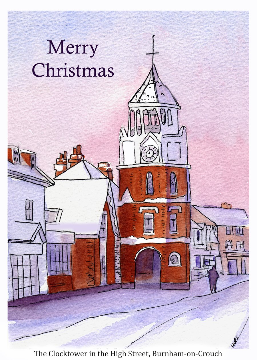 Burnham-on-Crouch – The Clock Tower in the High Street in Snow