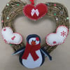 Felt penguin wreath