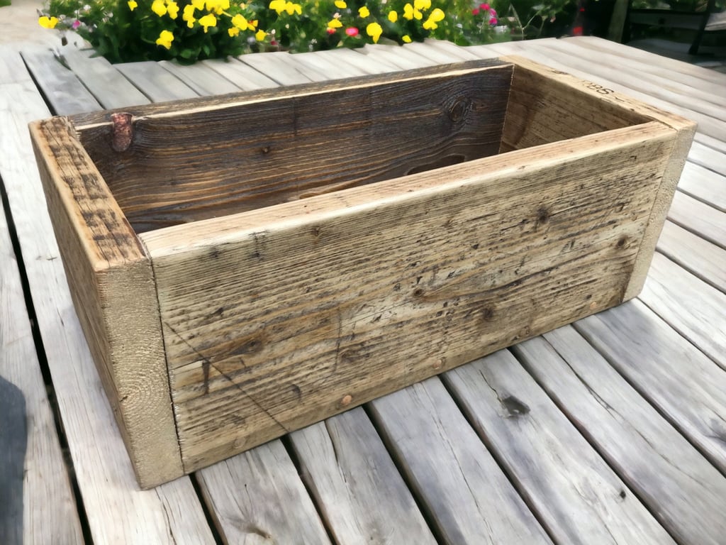 Outdoor Reclaimed Wooden Planter Square Garden Planter Office Planter THE PICCAD
