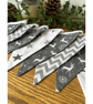 Handmade Grey & White Reindeer Christmas Bunting - Handmade Fabric Garland