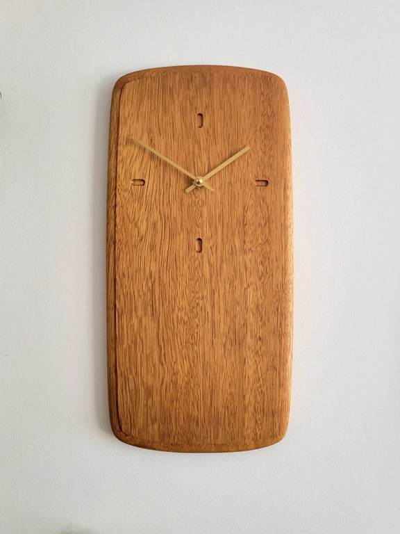 No. 388 Iroko Wall Clock with Dash Markers and Gold Hands