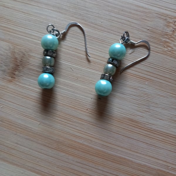 Pearl and silver earrings bridal wedding earrings for pierced ears