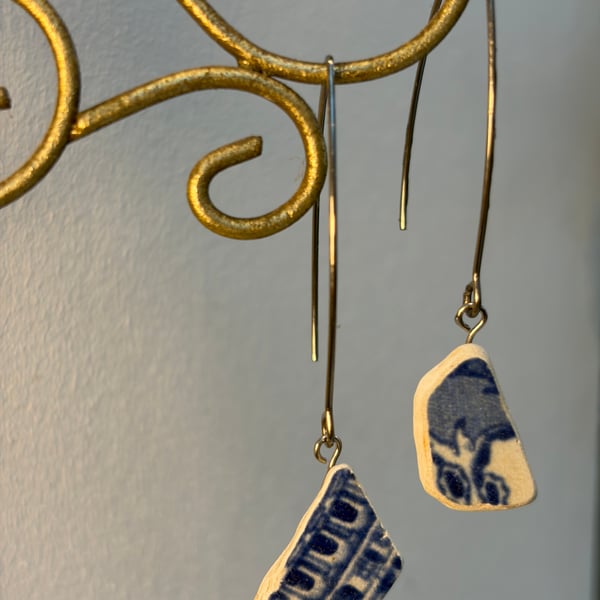Blue Sea pottery earrings silver 