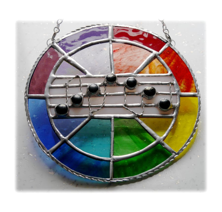 Sing a Rainbow Stained Glass Suncatcher Musical Notes 004