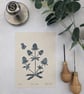 Sea Holly and Tiny Bee Botanical Linocut Print - Image 3