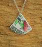 Pink and green beach pottery pendant - Image 1