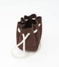 Brown suede drawstring pouch - Image 2