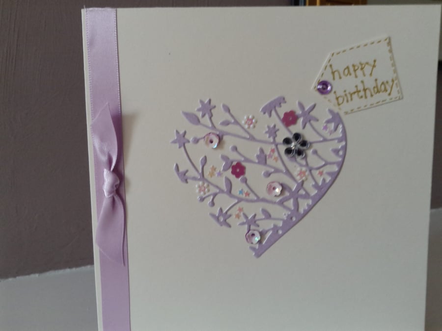 Happy birthday delicate heart card