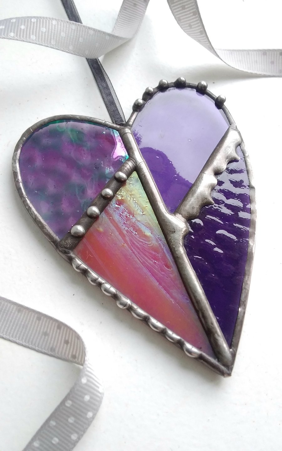 Stained Glass Heart - Purple